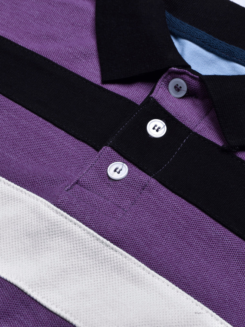 NXT Summer Polo Shirt For Men-Purple Melange & Navy-BE684/BR12937