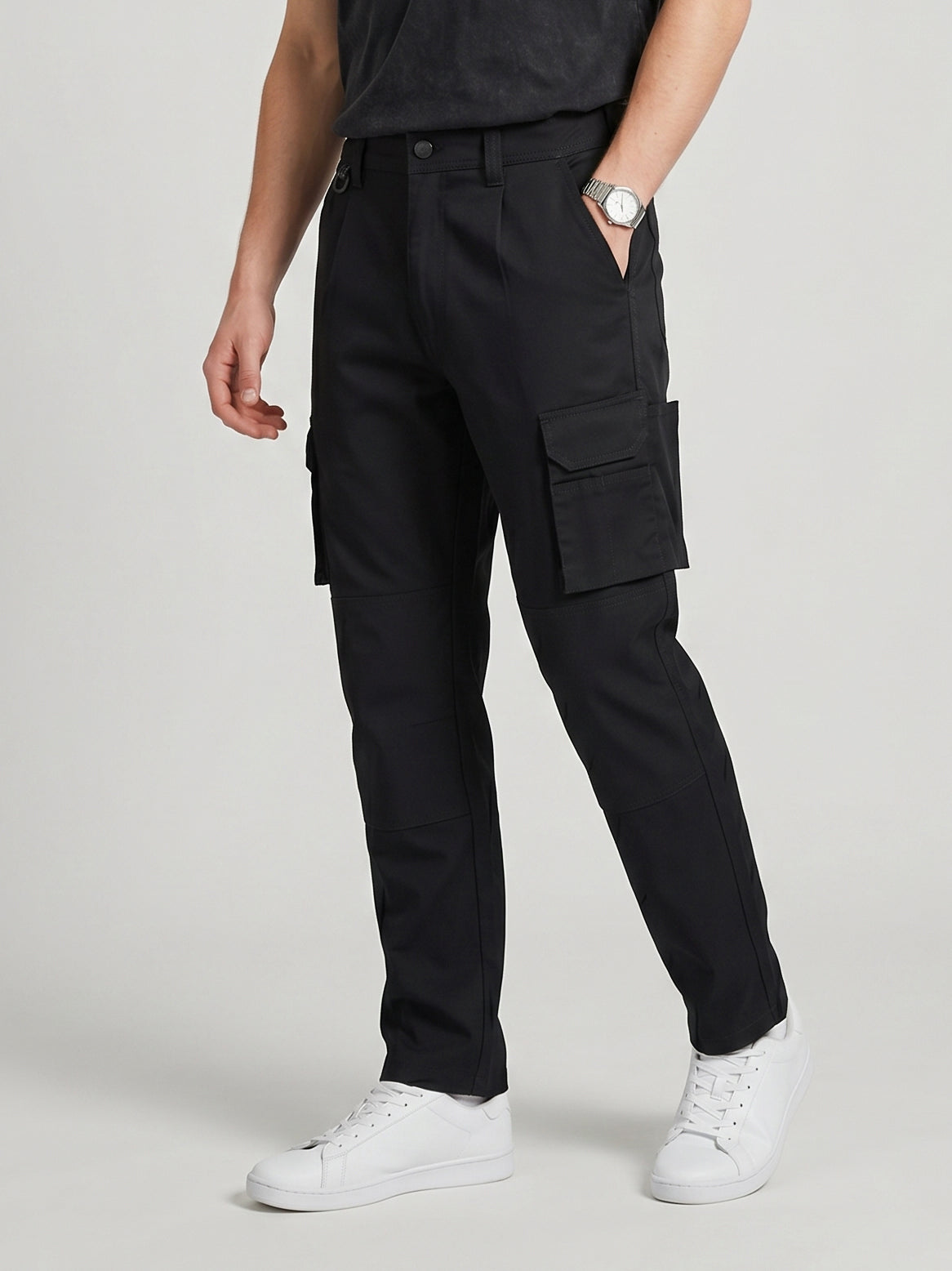 Black Cargo Trouser For Men-BE0842