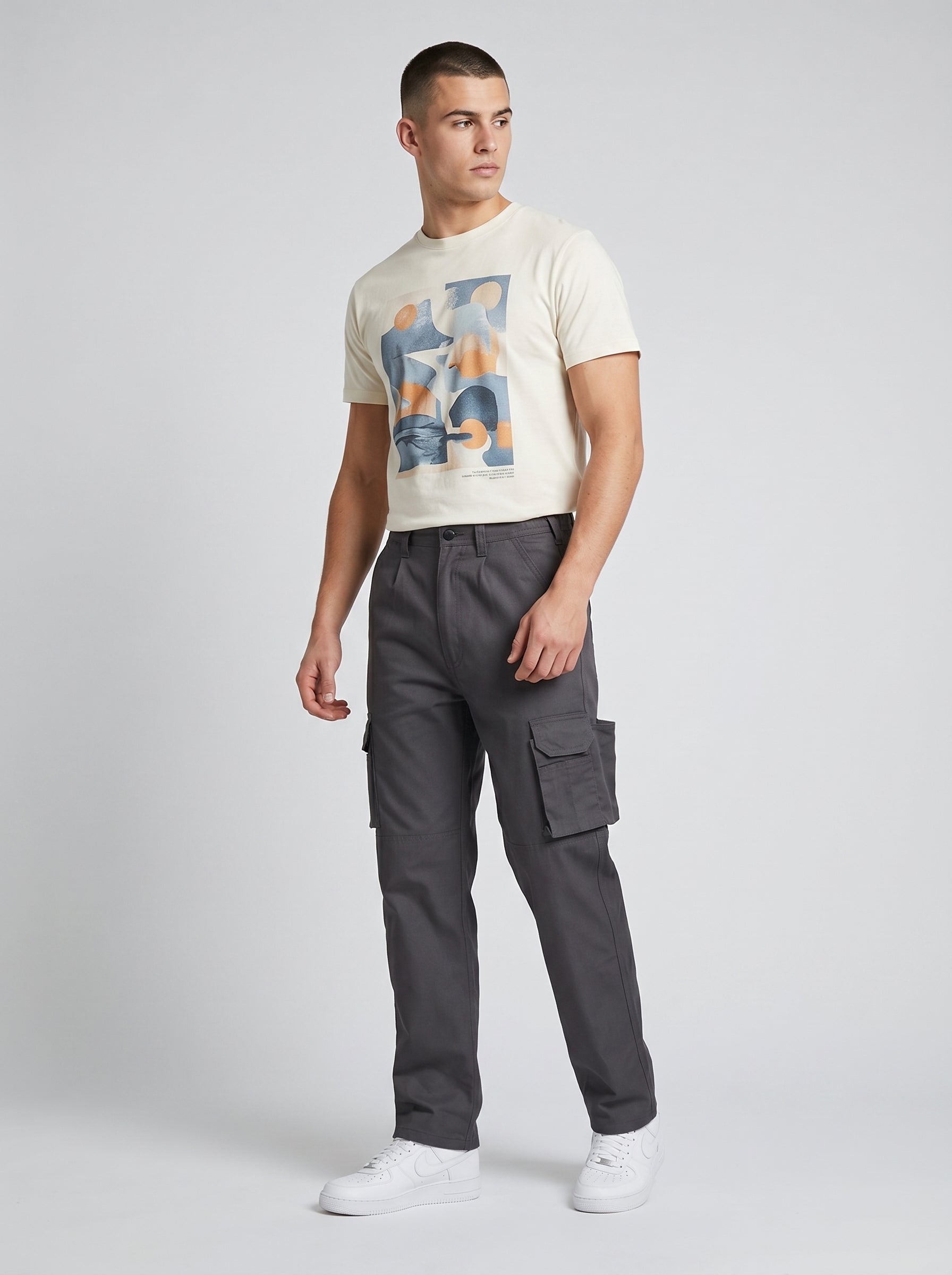 Grey Cargo Trouser For Men-BE0252