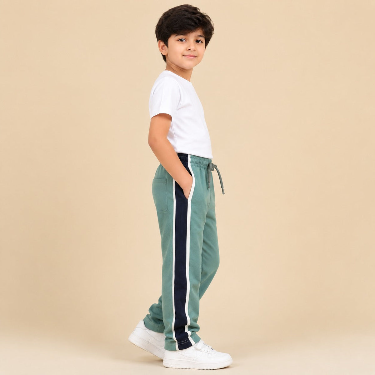 Premium Boys Trouser-Burnt Orange with Navy-T10