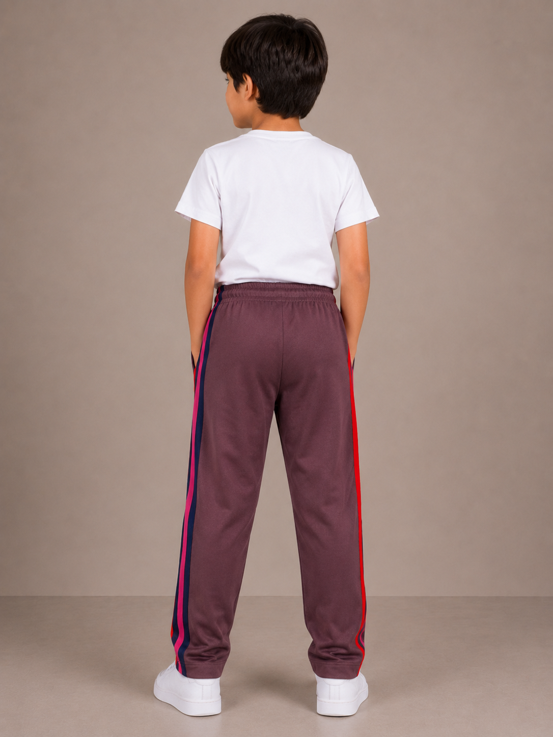 Premium Kids Lycra Trousers Mauve Brown with ,Side panal Stripe p9