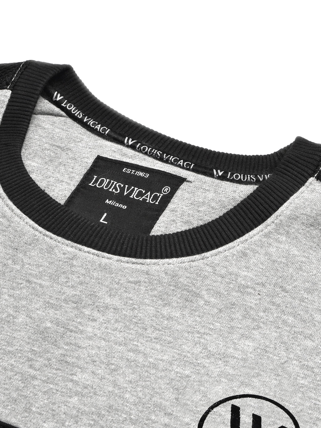 Louis Vicaci Fleece Sweatshirt For Men-Black with Gey Melange-BR833