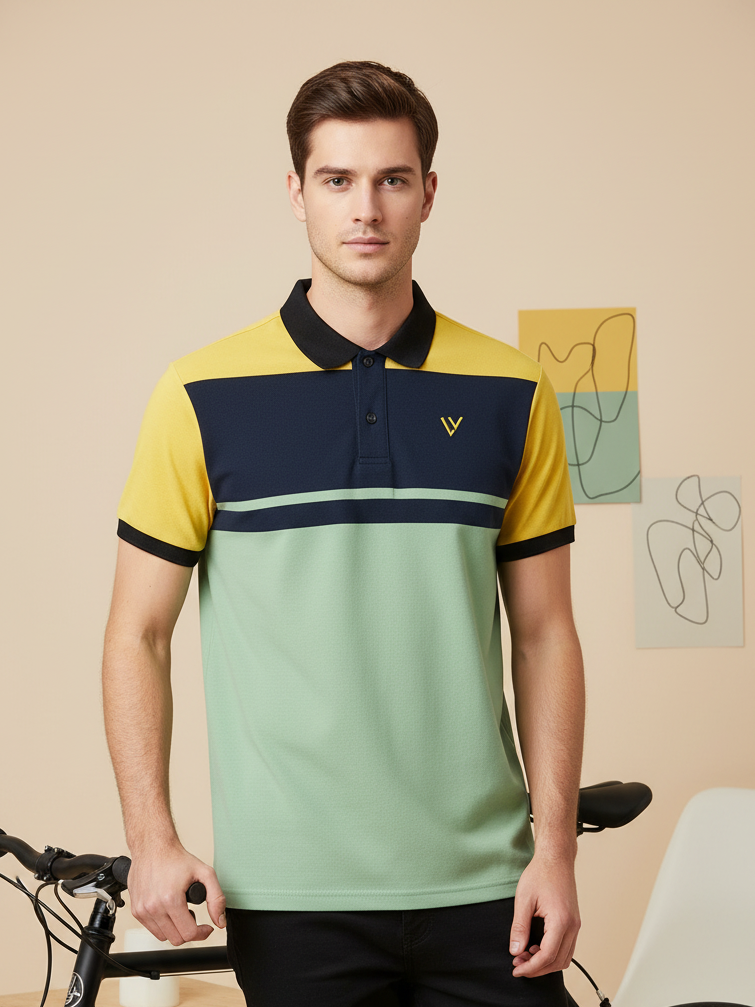 LV Summer Polo Shirt For Men-Graps with Dark Navy & Yellow-SP1575/RT2376