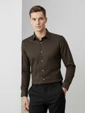 Rawgear 4 Side Lycra Slim Fit Long Sleeve Casual Shirt For Men-Dark Brown-RG04
