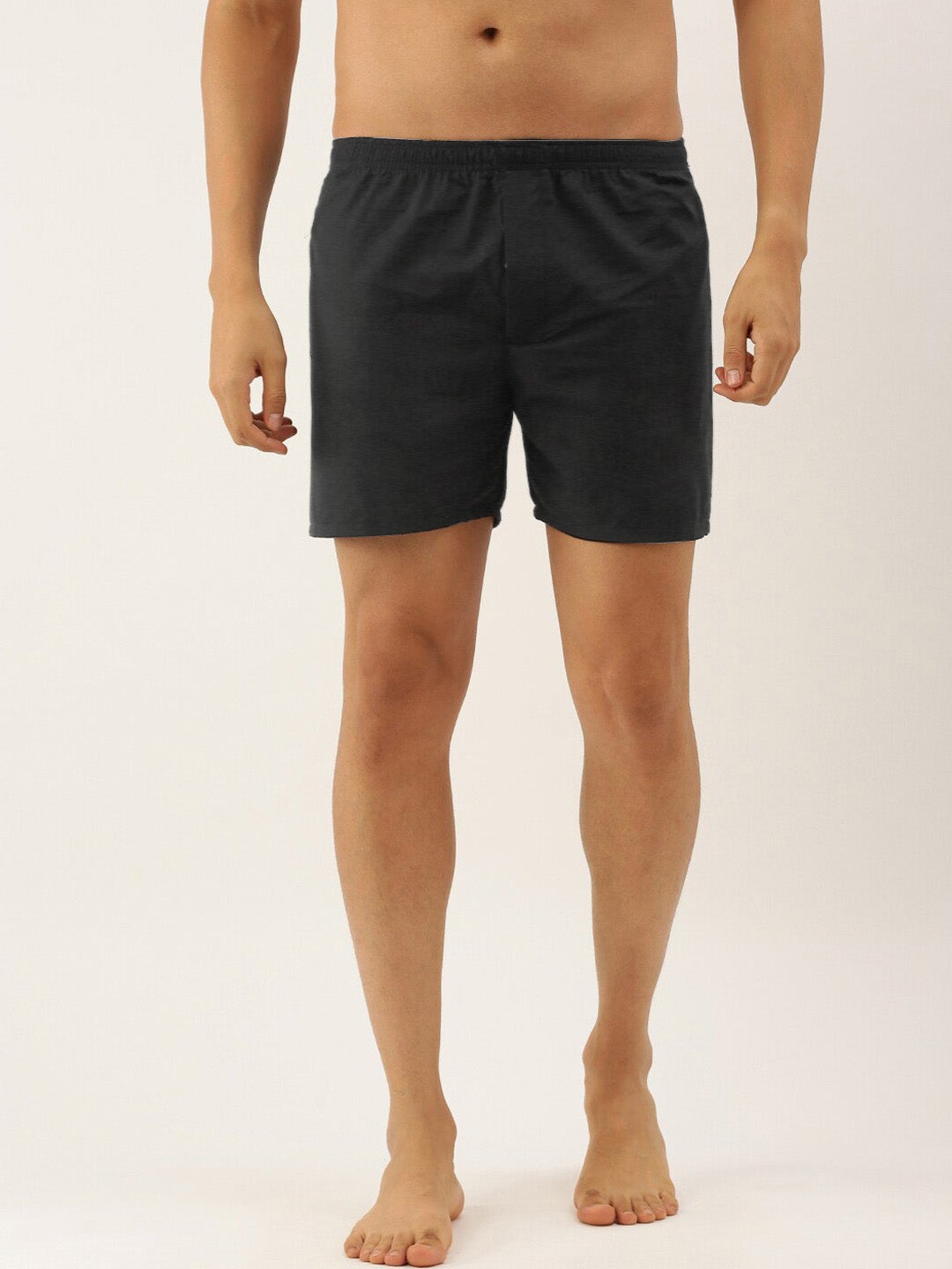 M-17 Single Jersey Boxer Short For Men-Charcoal Melange-RT832