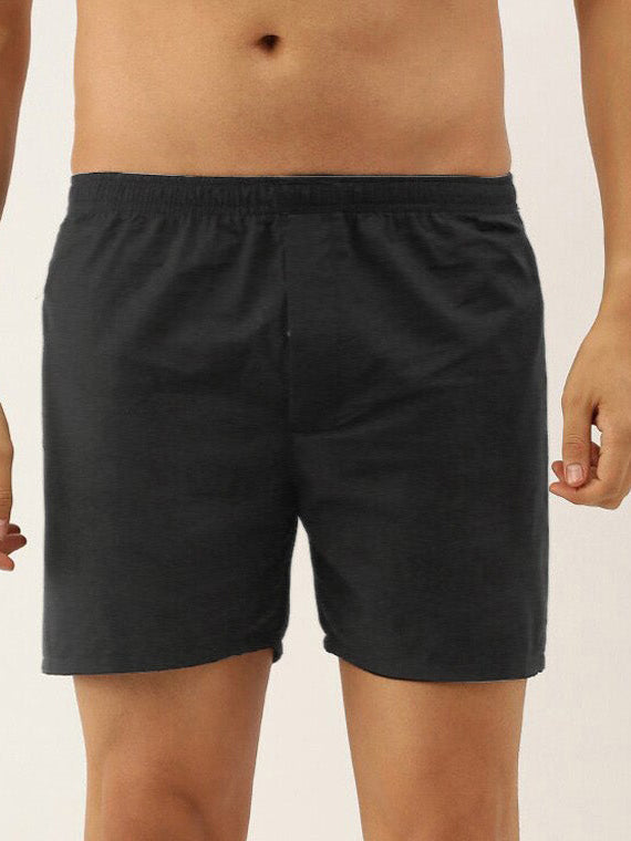 M-17 Single Jersey Boxer Short For Men-Charcoal Melange-RT832