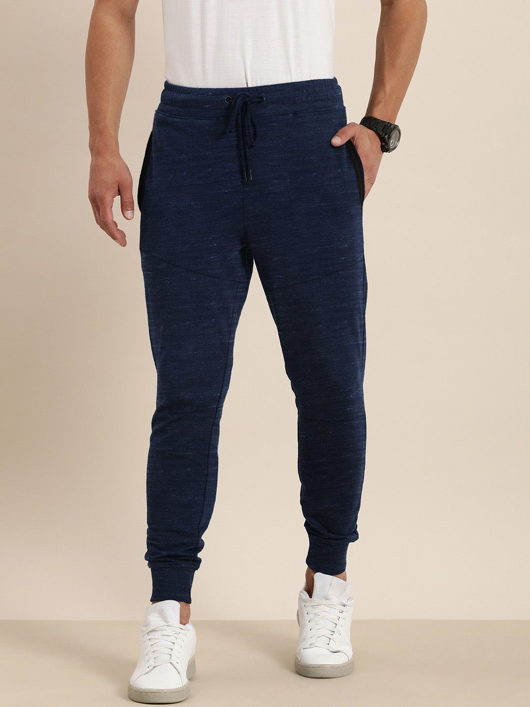 Next Slim Fit Terry Fleece Trouser For Men-Navy Melange-BR14748