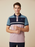 LV Summer Polo Shirt For Men-Pink with Navy & Bond Blue Panel-BE879/BR13117