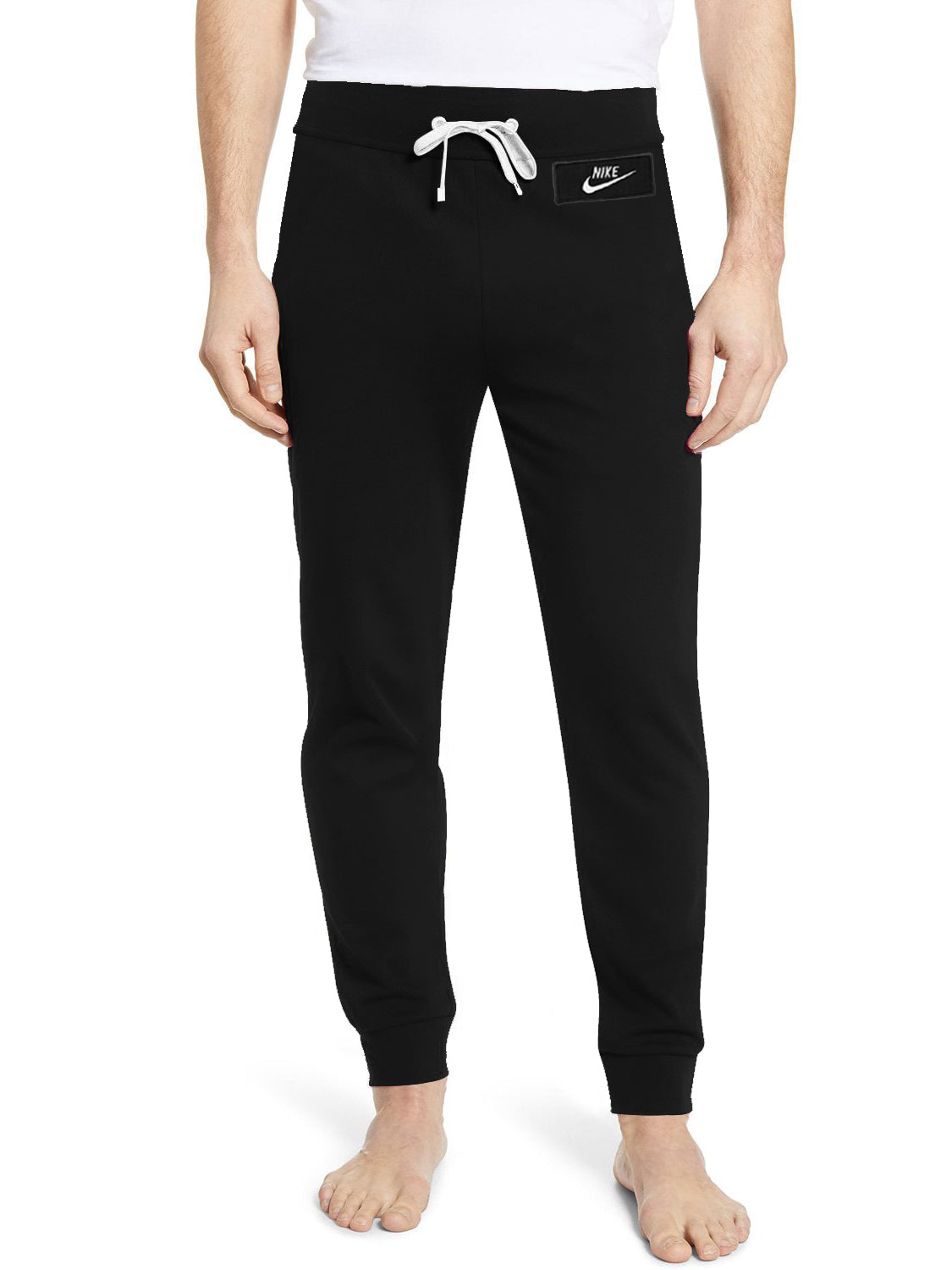 NK Fleece Slim Fit Without Pockets Trouser For Men-Black-BR14307