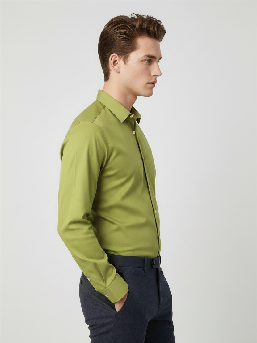 Rawgear 4 Side Lycra Slim Fit Long Sleeve Casual Shirt For Men-Pistachio-RG16