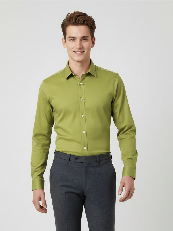 Rawgear 4 Side Lycra Slim Fit Long Sleeve Casual Shirt For Men-Pistachio-RG16