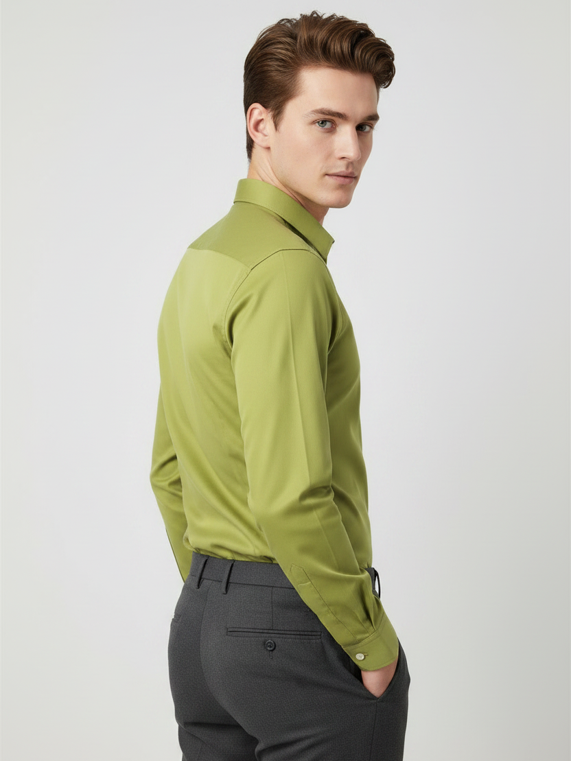Rawgear 4 Side Lycra Slim Fit Long Sleeve Casual Shirt For Men-Pistachio-RG16