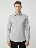 Rawgear 4 Side Lycra Slim Fit Long Sleeve Casual Shirt For Men-Light Grey-RG03