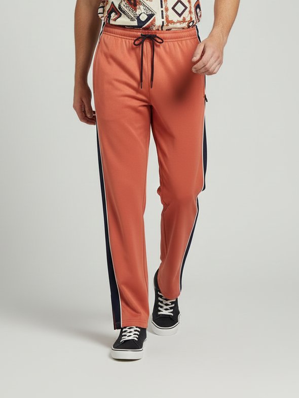 Stylish Regular Fit Single Jersey Summer Trouser For Men-Rust Orange-NST08