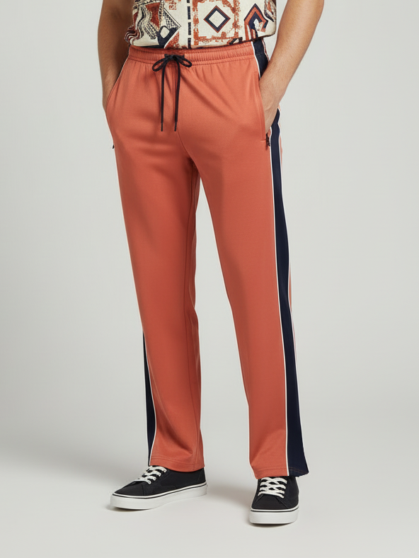 Stylish Regular Fit Single Jersey Summer Trouser For Men-Rust Orange-NST08