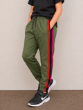 Premium Kids single jersey Trouser Green with ,Side Stripe p19